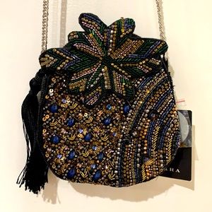 Zara hand made bearded black purse